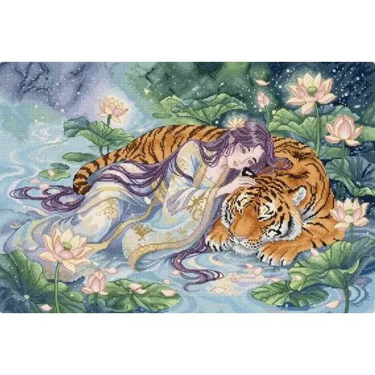 Cross stitch kit "Tiger's Embrace" 46x31 cm L10-014