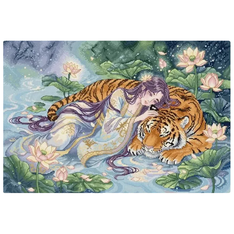 Cross stitch kit "Tiger's Embrace" 46x31 cm L10-014