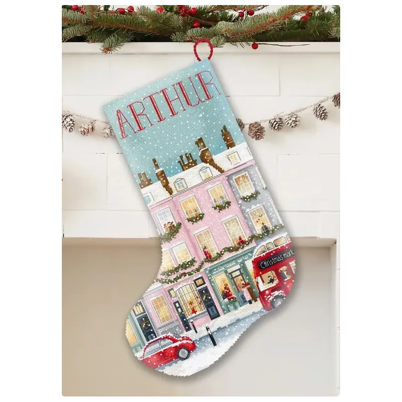 Ristinukai rinkinys "London Winter Charm Stocking" 23x30 cm L10-004