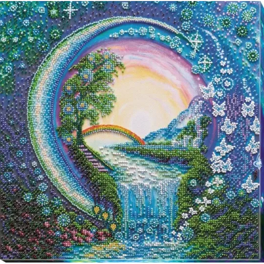 Bead Embroidery Kit on Art Canvas "Crystal spray fly" 30 х 30 cm AAB-658