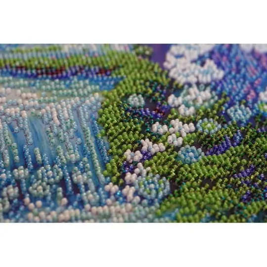 Bead Embroidery Kit on Art Canvas "Crystal spray fly" 30 х 30 cm AAB-658