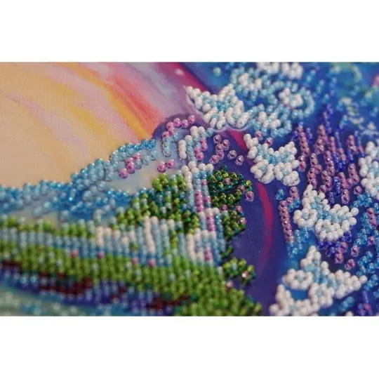 Bead Embroidery Kit on Art Canvas "Crystal spray fly" 30 х 30 cm AAB-658