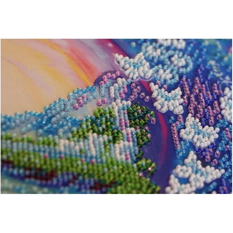 Bead Embroidery Kit on Art Canvas "Crystal spray fly" 30 х 30 cm AAB-658