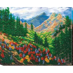 Perlenstick-Set auf Leinwand "Berglandschaft" 37 x 30 cm AAB-561