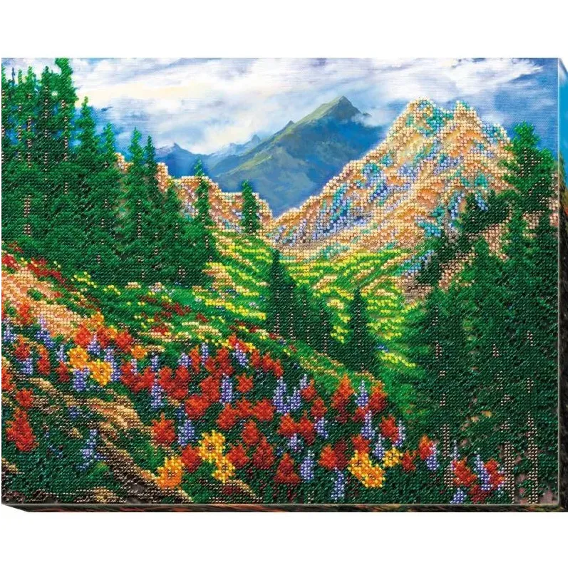 Bead Embroidery Kit on Art Canvas "Mountain landscape" 37 х 30 cm AAB-561