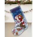 Kit de point de croix "Chaussette cadeau Nuit Silencieuse" 25 x 37 cm L10-001