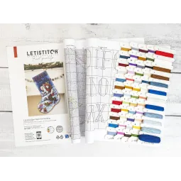 Kit de point de croix "Chaussette cadeau Nuit Silencieuse" 25 x 37 cm L10-001