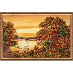 Kit de broderie perles sur toile artistique "Coucher de soleil tranquille" 50 х 32 cm AAB-226