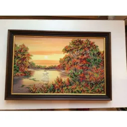 Karolių siuvinėjimo rinkinys ant meno drobės "Tyli saulėlydis" 50 x 32 cm AAB-226