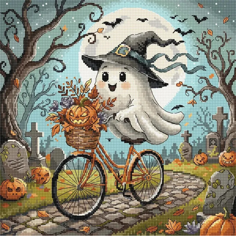 Cross stitch kit "Ghost on a Bicycle" 23.97 x 23.81 cm AVA-P180