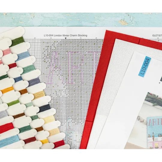 Cross stitch kit "London Winter Charm Stocking" 25 x 37 cm L10-004