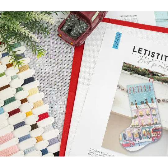 Cross stitch kit "London Winter Charm Stocking" 25 x 37 cm L10-004