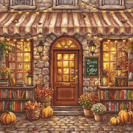 Kit de point de croix "Livres et café" 31.75 × 31.75 cm AVA-P130