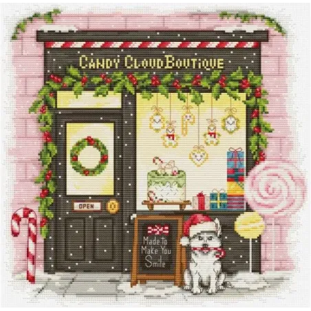 Kryželiu siuvinėjimo rinkinys "Candy Cloud Boutique" 26x26 cm SB1447