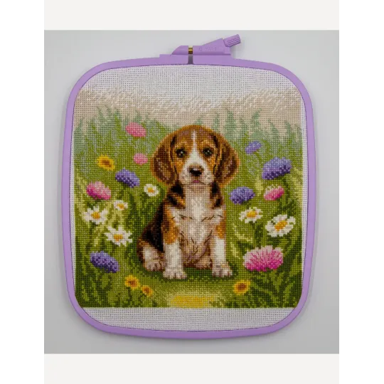 Cross stitch kit "Meadow Pup" 20x20 SRA1048