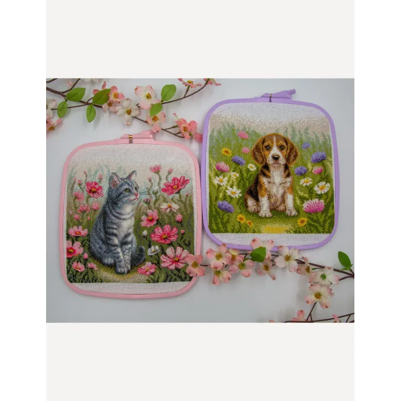 Kreuzstich-Set "Wiesenwelpe" 20x20 SRA1048