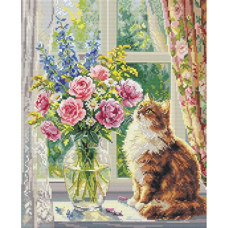 Kreuzstich-Set "Ein gemütlicher Nachmittag" 21,5 x 28 cm SANU-12