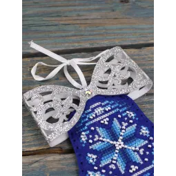 Kreuzstich-Set "Blaue Glockenblume mit Schleife" 12 x 9 cm ST-1203