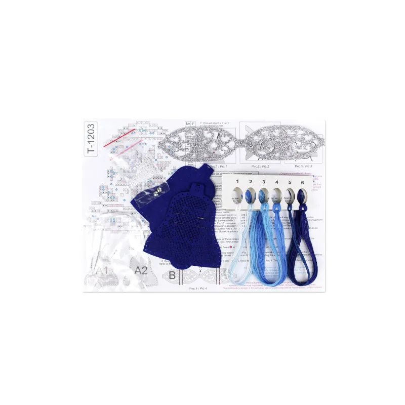 Kit de point de croix "Clochette bleue avec un nœud" 12 x 9 cm ST-1203