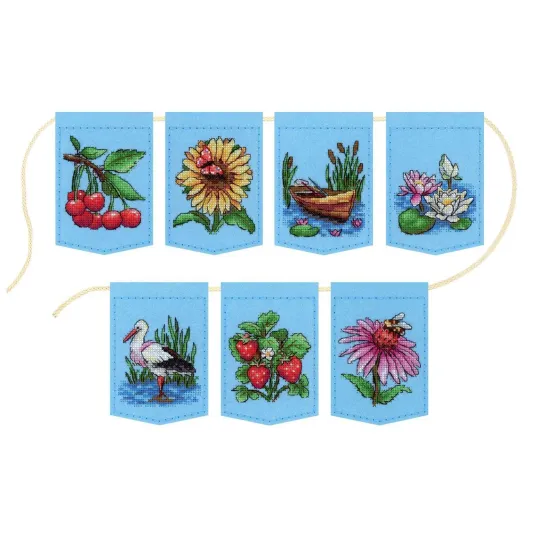 Cross stitch kit "Summer garland (7 flags)" 11 x 8 cm ST-1211