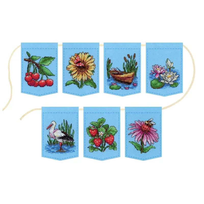 Cross stitch kit "Summer garland (7 flags)" 11 x 8 cm ST-1211
