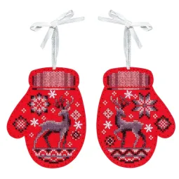 Cross stitch kit "Mittens with deer. Set of 2" 11 x 9 cm ST-1201