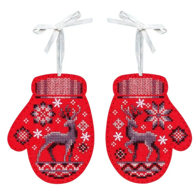 Kit de point de croix "Mouffles avec des cerfs. Lot de 2" 11 x 9 cm ST-1201