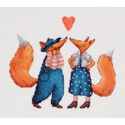 Kit de point de croix KLART "Un couple de renards" 18,5 x 16 cm KL8-539