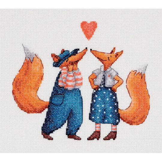 Cross stitch kit KLART "A pair of foxes" 18.5 x 16 cm KL8-539