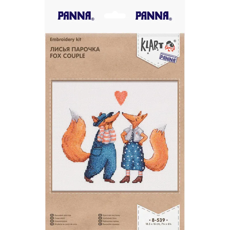 Kit de point de croix KLART "Un couple de renards" 18,5 x 16 cm KL8-539