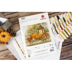 Kit de point de croix "Automne à la lumière d'une lanterne" 36x29 cm SBU5114