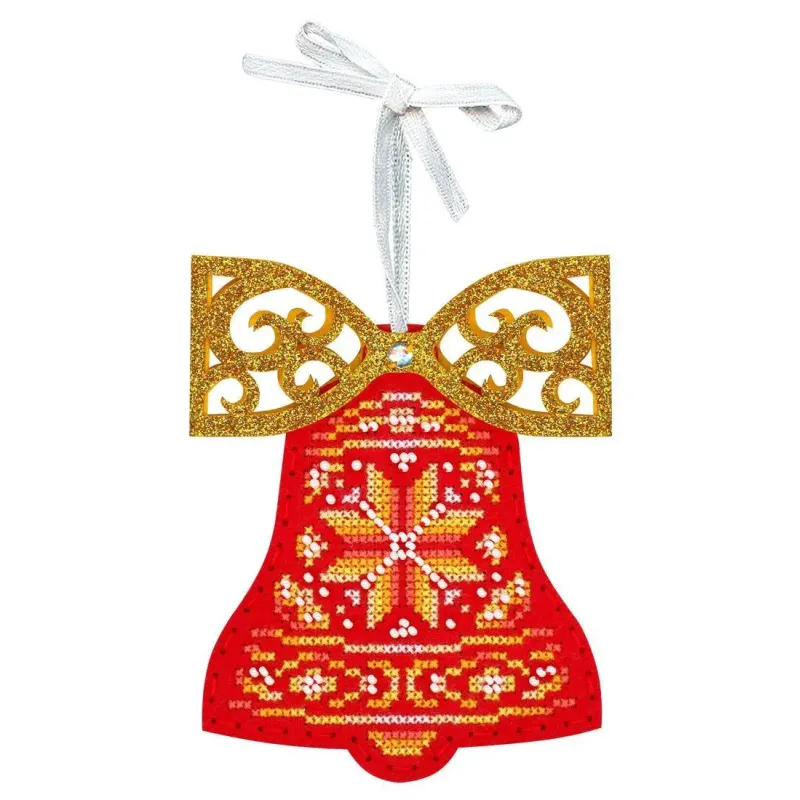 Cross stitch kit "Red bell with a bow" 12 x 9 cm ST-1202