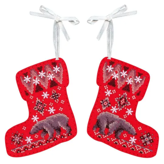 Kit de point de croix "Bottes avec ours. Lot de 2" ST-1097