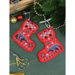 Kit de point de croix "Bottes avec ours. Lot de 2" ST-1097