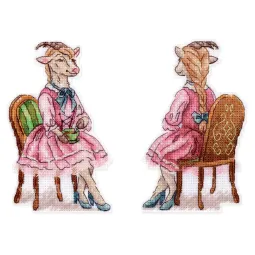 Cross stitch kit "A little goat at tea time" 13 x 8 cm SR-1371