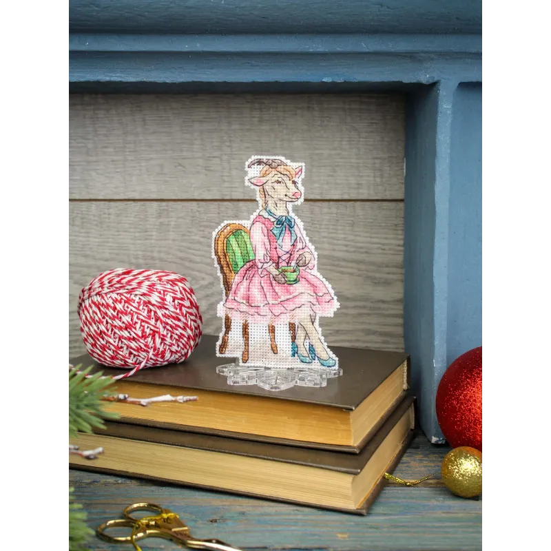 Cross stitch kit "A little goat at tea time" 13 x 8 cm SR-1371
