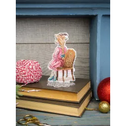 Kit de point de croix "Une petite chèvre à l'heure du thé" 13 x 8 cm SR-1371