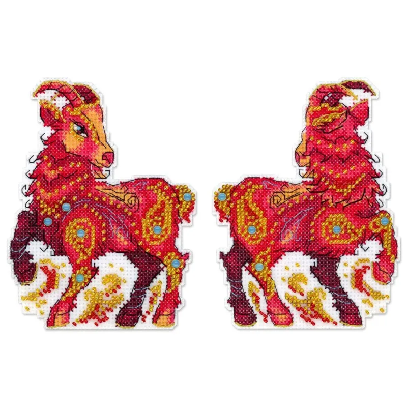 Cross stitch kit "Fiery Little Goat" 12 x 10 cm SR-1370