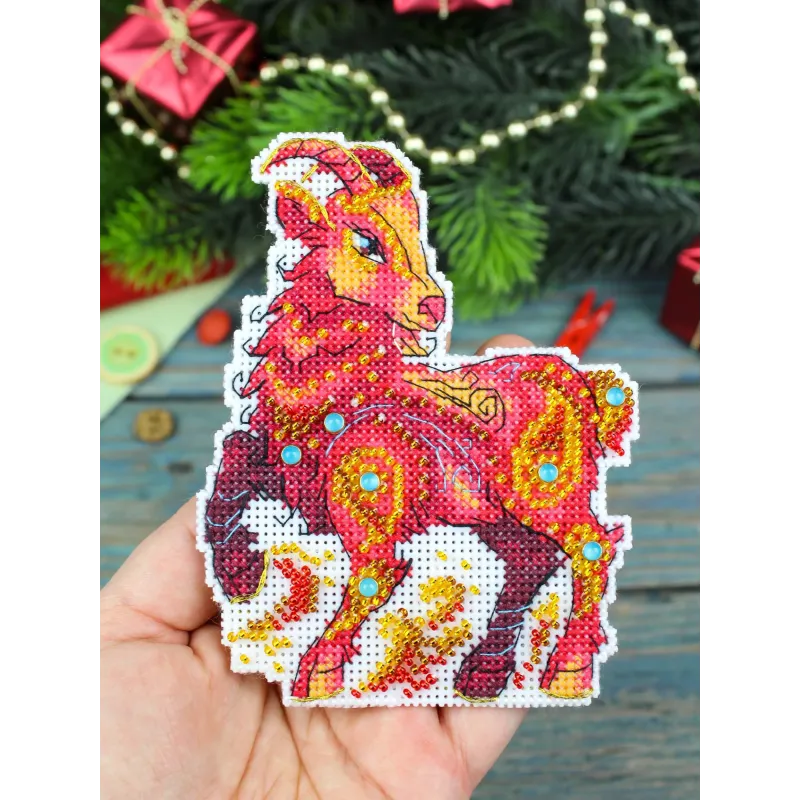 Cross stitch kit "Fiery Little Goat" 12 x 10 cm SR-1370