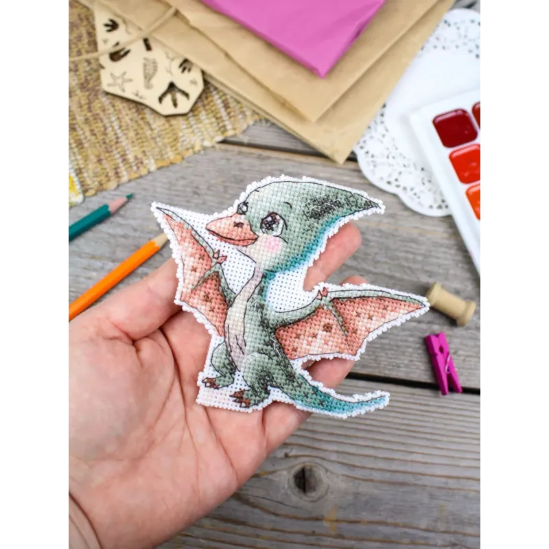 Kreuzstich-Set "Kleiner Pterodactylus" 10 x 13 cm SR-1347