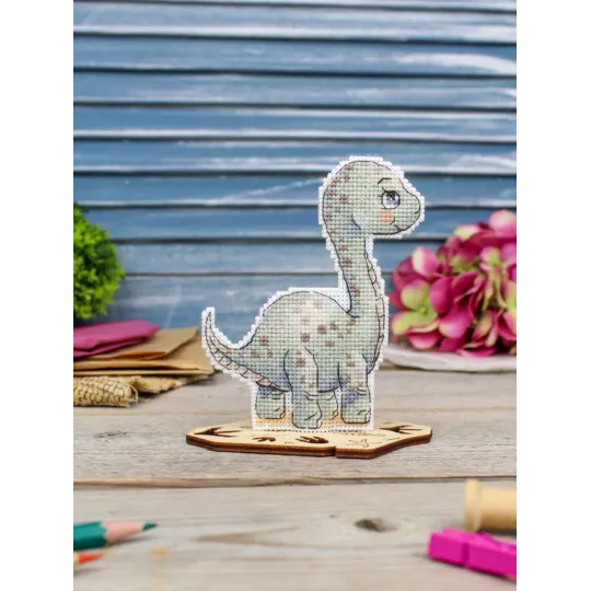 Cross stitch kit "Charming Diplodocus" 12 x 10 cm SR-1345