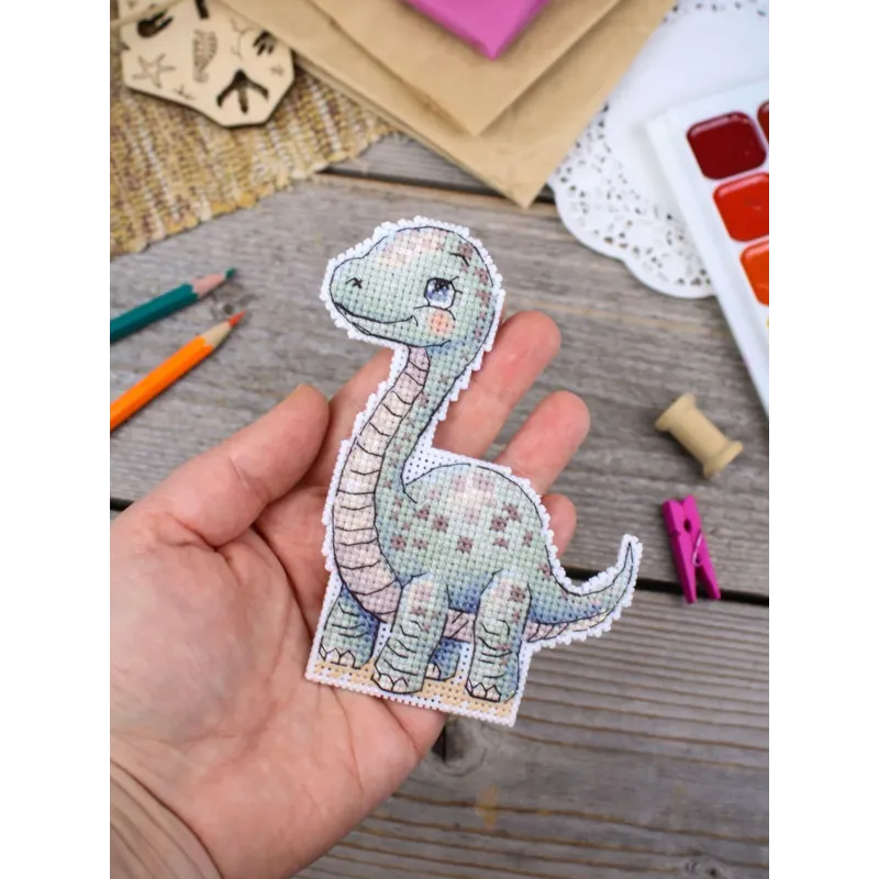 Cross stitch kit "Charming Diplodocus" 12 x 10 cm SR-1345