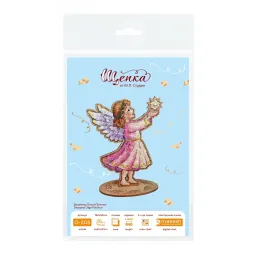 Cross-stich on wooden base "Angel" 15*12*8 cm SO-205