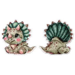 Cross stitch kit "Cute Triceratops" 9 x 9 cm SR-1343