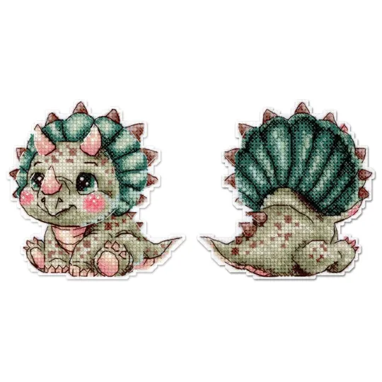 Kreuzstich-Set "Süßer Triceratops" 9 x 9 cm SR-1343