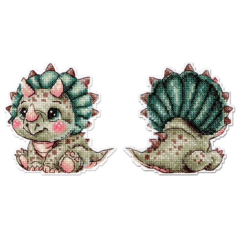 Kreuzstich-Set "Süßer Triceratops" 9 x 9 cm SR-1343