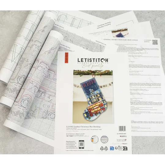 Cross stitch kit "London Christmas Bus Stocking" 25 x 37 cm L10-003