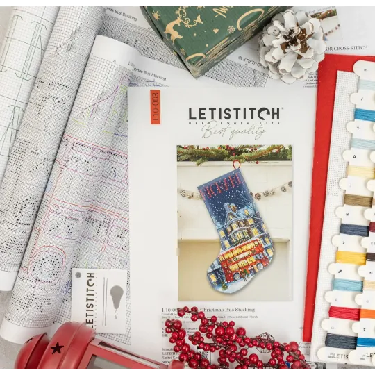 Kreuzstich-Set "London Christmas Bus Stocking" 25 x 37 cm L10-003