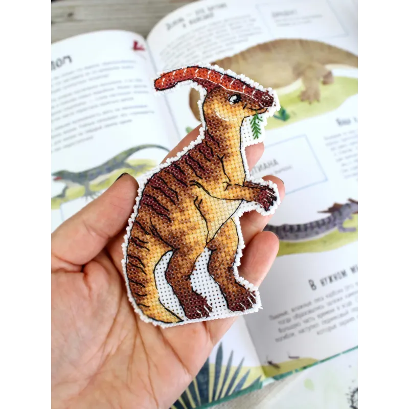 Siuvinėjimo kryželiu rinkinys "Dinozaurai. Parasaurolophus" 12 x 9 cm SR-1340