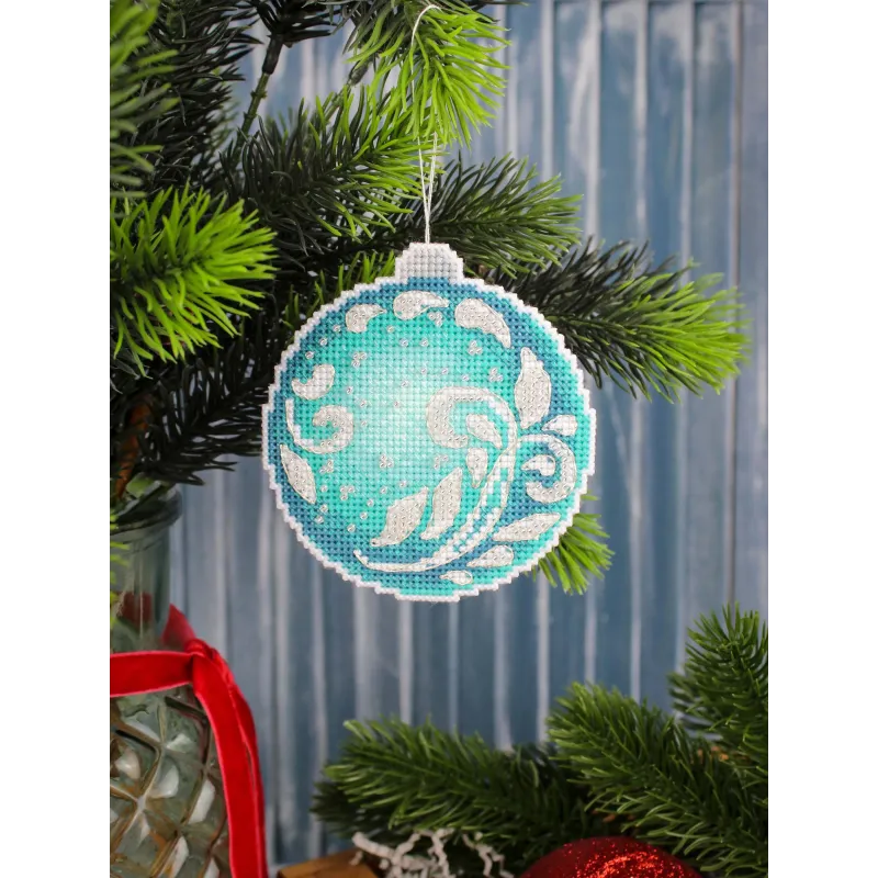 Kit de point de croix "Éclat d'émeraude" Ornement de Noël 10 x 9 cm SR-1320